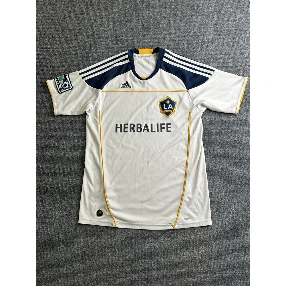 Boys Adidas 2010 LA Galaxy MLS Soccer Jersey White ClimaLite, Size 13-14 Years